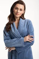 Szlafroki damskie - Szlafrok damski LUNA kod 371 welur niebieski XL - miniaturka - grafika 1