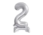 Balony i akcesoria - Godan Balon foliowy stojący cyfra 2 srebrna - 38 cm BC-ATS2 - miniaturka - grafika 1