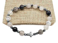 Bransoletki - Bransoletka różaniec na rękę kwarc z turmalinem sakwa - miniaturka - grafika 1