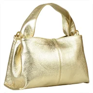 Torebki damskie - Modna skórzana torebka listonoszka złota - miniaturka - grafika 1