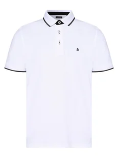 Jack & Jones Męska koszulka polo Mężczyźni Bawełna biały jednolity, S - Koszulki męskie - miniaturka - grafika 1