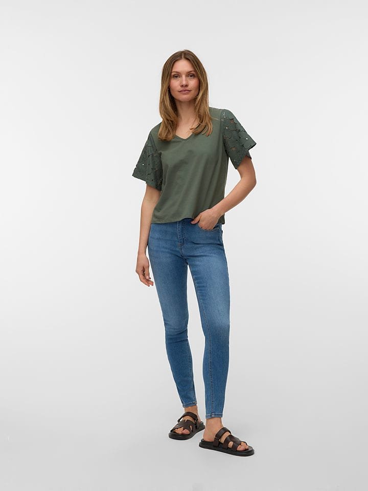 Vero Moda Bluzka w kolorze ciemnozielonym