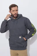 Bluzy sportowe męskie - Bluza męska z kapturem Carhartt Midweight Sleeve Logo Hooded 026 Carbon Heather - miniaturka - grafika 1