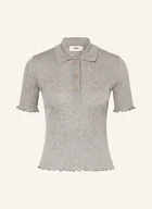 Moda i Uroda OUTLET - Fendi Koszulka Polo Z Dżerseju Z Falbanką grau - miniaturka - grafika 1