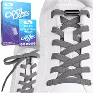 Akcesoria obuwnicze - Sznurówki elastyczne bez wiązania z zapinkami szare - miniaturka - grafika 1