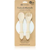 Sztućce dla dzieci - Petite&Mars Take&Match Silicone Cutlery sztućce Desert Sand 6 m+ 2 szt. - miniaturka - grafika 1