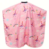 Peleryny fryzjerskie - TEMU Peleryna do strzyżenia dla dzieci z motywem jednorożca i tęczy, różowy do salonu fryzjerskiego dla dzieci, wodoodporny i wielokrotnego użytku - miniaturka - grafika 1