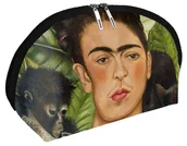 Kosmetyczki, organizery i kuferki - Kosmetyczka Autoportret z cierniowym naszyjnikiem i kolibrem Frida Kahlo - miniaturka - grafika 1