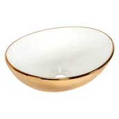 Umywalki - Basaro Umywalka ceramiczna nablatowa Sara biało-złota 40.5 x 33 - miniaturka - grafika 1