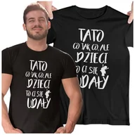 Gadżety dla niej i dla niego - Koszulka dla TATY modny prezent na Dzień Ojca Stylowa koszulka TATO CO JAK CO, ALE DZIECI CI SIĘ UDAŁY kolor czarny - miniaturka - grafika 1