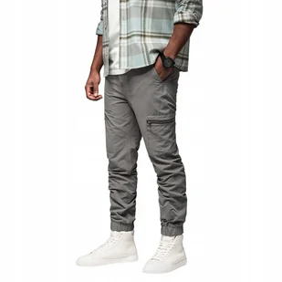 Spodnie męskie joggery z kieszeniami cargo szare V4 OM-PAJO-0200 M - Spodnie męskie - miniaturka - grafika 1