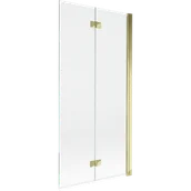 Parawany nawannowe - Mexen Mist parawan nawannowy 2-skrzydłowy prawy 90 x 150 cm, transparent, złoty - 8A9-090-002-50-00-P - miniaturka - grafika 1