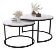 Ławy i stoliki kawowe - Zestaw Stolików Kawowych Okrągłe Mju Biały Mat - miniaturka - grafika 1