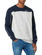 Bluzy męskie - Champion Męska bluza z kapturem Piping Block, Marine/szary melanż, S - miniaturka - grafika 1