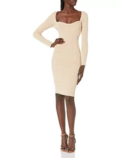 Guess Sukienka damska Ls Sweethrt Margo, Foamy Taupe, M - Sukienki - miniaturka - grafika 1