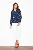 Koszule damskie - Granatowa Koszula na Stójce w Kolibry - miniaturka - grafika 1