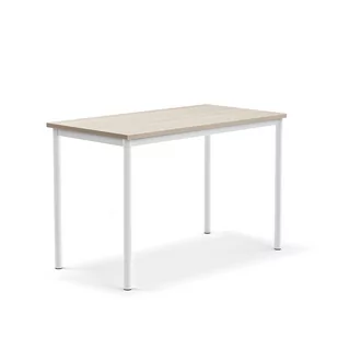 Biurko BORÅS PLUS, 1200x600x760 mm, popielaty laminat, biały - Meble do szkół i przedszkoli - miniaturka - grafika 1