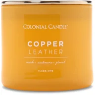 Świece - Świeca zapachowa sojowa w szkle 3 knoty Colonial Candle Pop Of Color 411 g - Skóra Copper Leather - miniaturka - grafika 1