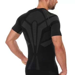 Brubeck - Koszulka termoaktywna DRY z krótkim rękawem - Czarno-Grafitowa - SS11970 - Koszulki sportowe męskie - miniaturka - grafika 3
