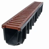 Rynny i akcesoria - Kanał z kratą PVC brąz system 1000 x 148 A15 100 x 13,1 x 14,8 cm MAXPOL - miniaturka - grafika 1