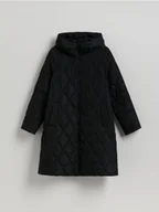 Płaszcze damskie - Reserved - Pikowany płaszcz - czarny - miniaturka - grafika 1