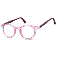 Okulary korekcyjne, oprawki, szkła - Okrągłe oprawki korekcyjne okulary zerówki TR-97E różowy transparentny - miniaturka - grafika 1