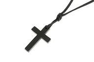 Naszyjniki - Naszyjnik Na Czarnej Lince Czarny Krzyżyk - miniaturka - grafika 1