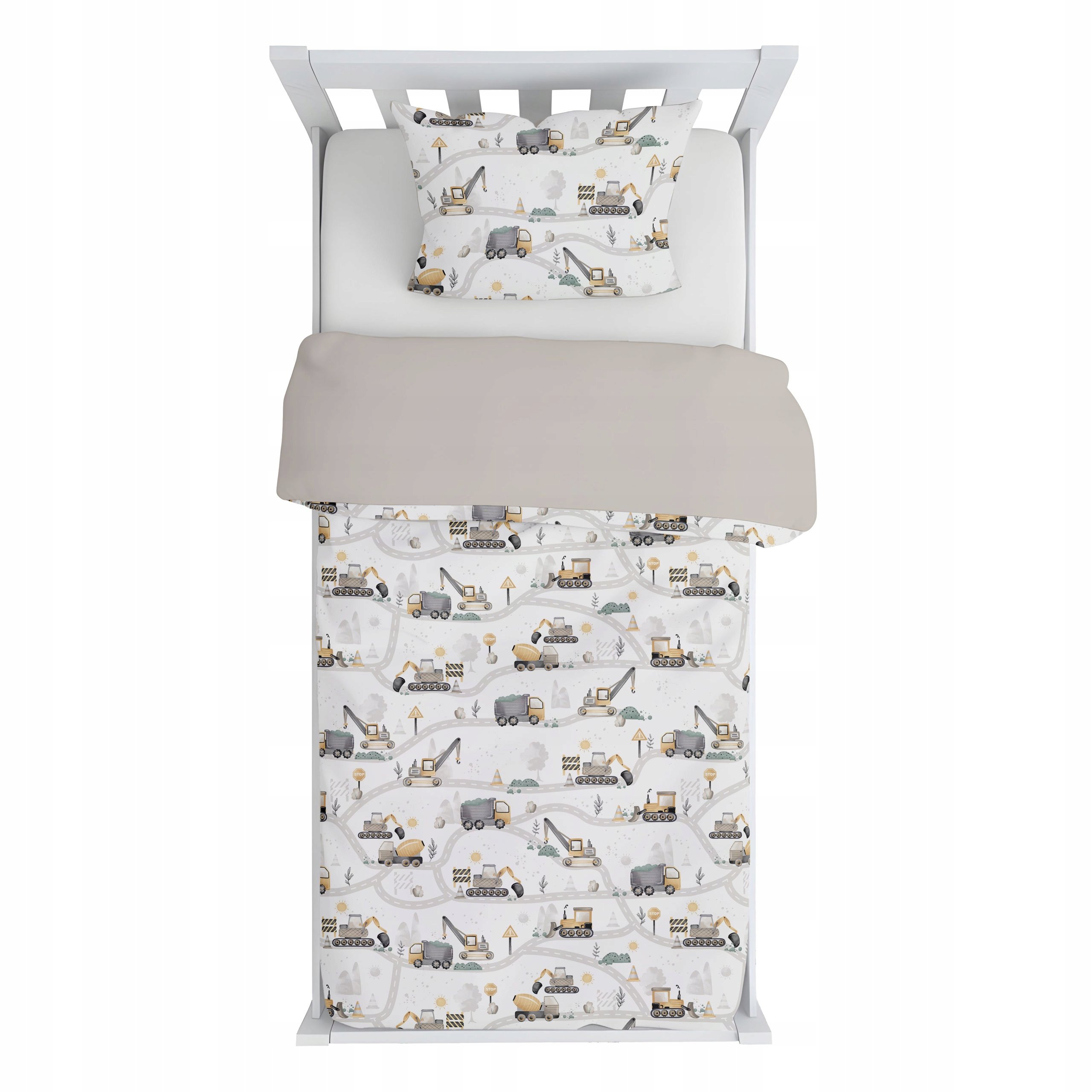 Pościel Bawełniana 120x200 na Kołdrę Poduszkę 50x60 Dziecięca Plac Budowy