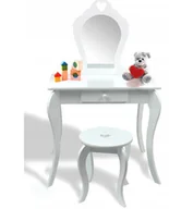 Zestawy mebli dla dzieci - Toaletka Kosmetyczna z Lustrem i Taboretem Mała Biała dla Dziewczynki - miniaturka - grafika 1