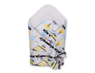 Rożki i beciki - Dwustronny rożek dla niemowląt miękki z wiązaniem - zwierzątka w autach szare - miniaturka - grafika 1