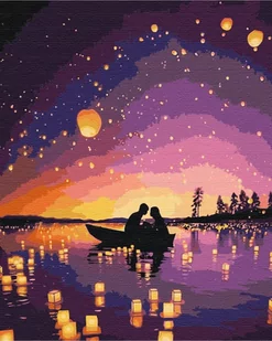 Artnapi 40x50cm Zestaw Do Malowania Po Numerach - Randki w świetle niebiańskich latarni - Na Drewnianej Ramie - Malowanie po numerach - miniaturka - grafika 1