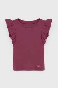 Pepe Jeans t-shirt dziecięcy QUANISE kolor fioletowy - Koszulki dla dziewczynek - miniaturka - grafika 1