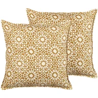 Poduszki dekoracyjne - 2 bawełniane poduszki dekoracyjne geometryczny wzór 45 x 45 cm beżowe CEIBA - miniaturka - grafika 1