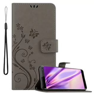 Portfele - Pokrowiec Do Sony Xperia XZ3 w Etui SZARY KWIATOWY Kwiaty Portfel Obudowa Case Cover Cadorabo - grafika 1