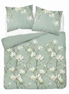 Pościel - Pościel miętowa z białymi kwiatami magnolii – 220x200 – kolekcja Naturalis - miniaturka - grafika 1