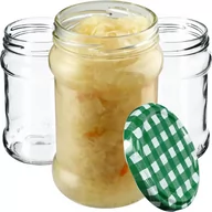 Pojemniki kuchenne - Słoiki na przetwory Seno 315ml 20szt. 66mm + wieczka zielona krata - miniaturka - grafika 1