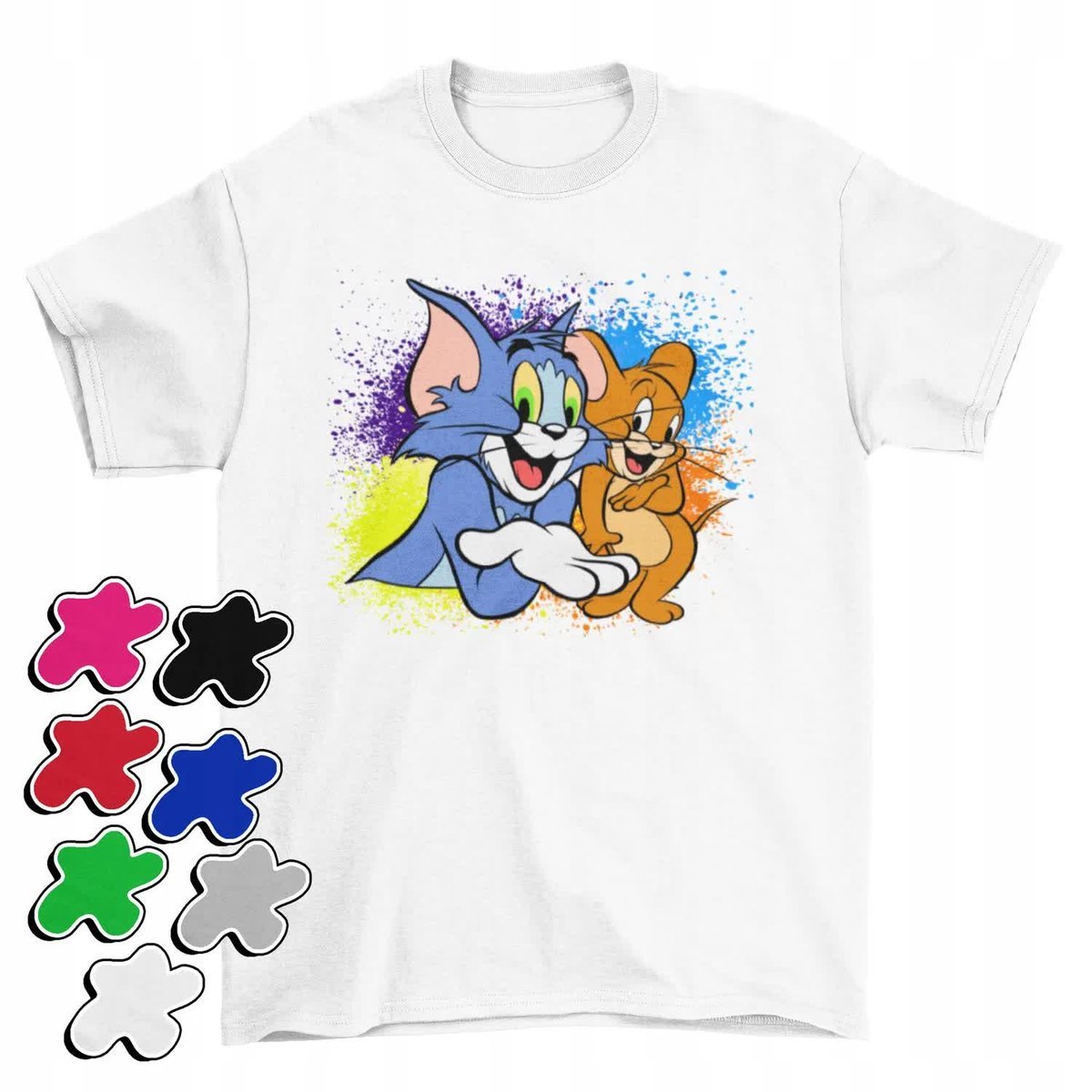 Koszulka T-Shirt Dziecięca Z Nadrukiem Tom Jerry Kot Myszk -M 134-140
