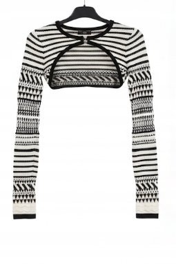 Guess Czarno Białe Bolerko Paski i Geometryczne Wzory 40 Gna