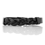 Bransolety męskie - Bransoletka skórzana czarna EM 22 - EM Men's Accessories - miniaturka - grafika 1