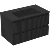 Szafki łazienkowe - Mexen Rivel szafka łazienkowa 80 cm z umywalką Otis, 2 szuflady, ryflowana , czarna mat - 91A20-08047-2-BFF71-W18M71 - miniaturka - grafika 1