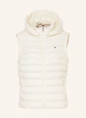 Kamizelki damskie - Tommy Hilfiger Kamizelka Pikowana Z Odpinanym Kapturem weiss - TOMMY HILFIGER - miniaturka - grafika 1
