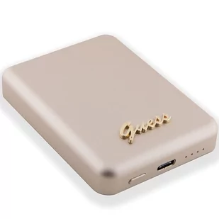 Guess Powerbank indukcyjny 5W GUPBM3ALGSGD 3000mAh złoty/gold MagSafe Metal Script Logo - Powerbanki - miniaturka - grafika 4