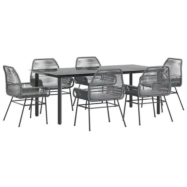 Zestaw mebli ogrodowych czarny 200x100x74 cm, szare krzesła 57x60x86 cm