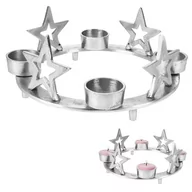 Świeczniki - Świecznik na 4 tealigt podstawka pod świeczkę aluminiowy święta gwiazda 4 sztuki 25 cm - miniaturka - grafika 1