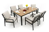 Meble ogrodowe - Zestaw mebli ogrodowych aluminiowe nowoczesne stół i krzesła ATOL grafitowo beżowe - miniaturka - grafika 1