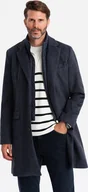 Kurtki męskie - Kurtka męska Ombre Rozpinany płaszcz męski z dodatkiem wełny granatowy V1 OM-COWC-0121 XL - miniaturka - grafika 1