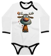 Body dla niemowląt - Body dziecięce Wesoły Łoś Ubrany W Lampki Choinkowe Święta 74/80 - miniaturka - grafika 1