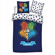 Pościel dla dzieci - Pościel dla dziecka Harry Potter herb Hogwart 140x200 bawełniana niebieska - miniaturka - grafika 1