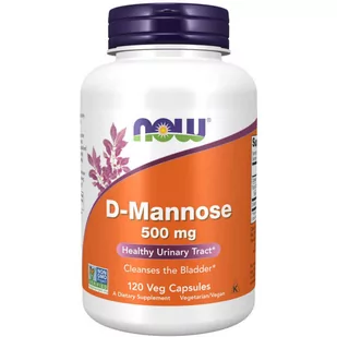 Now Foods D-Mannose (D-Mannoza) 500mg - 120 kapsułek wegańskich - Suplementy naturalne - miniaturka - grafika 1