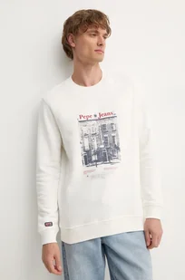 Pepe Jeans bluza bawełniana SOREN CREW męska kolor beżowy z nadrukiem PM582724 - Bluzy męskie - miniaturka - grafika 1